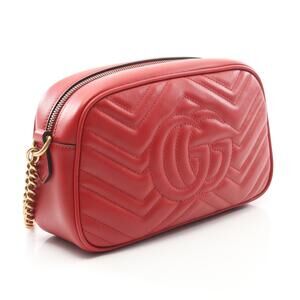 Gucci Bag Marmont Leather Shoulder Red GG